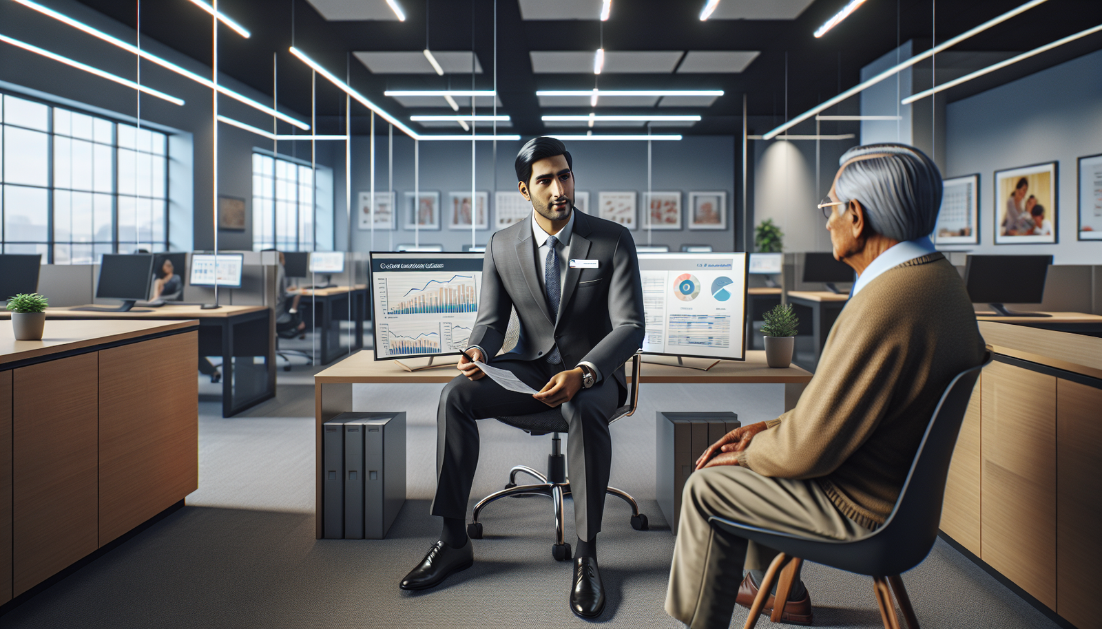 Whole Life Insurance and guide - Licensed agent explaining life insurance cash value and policy options to senior client in o