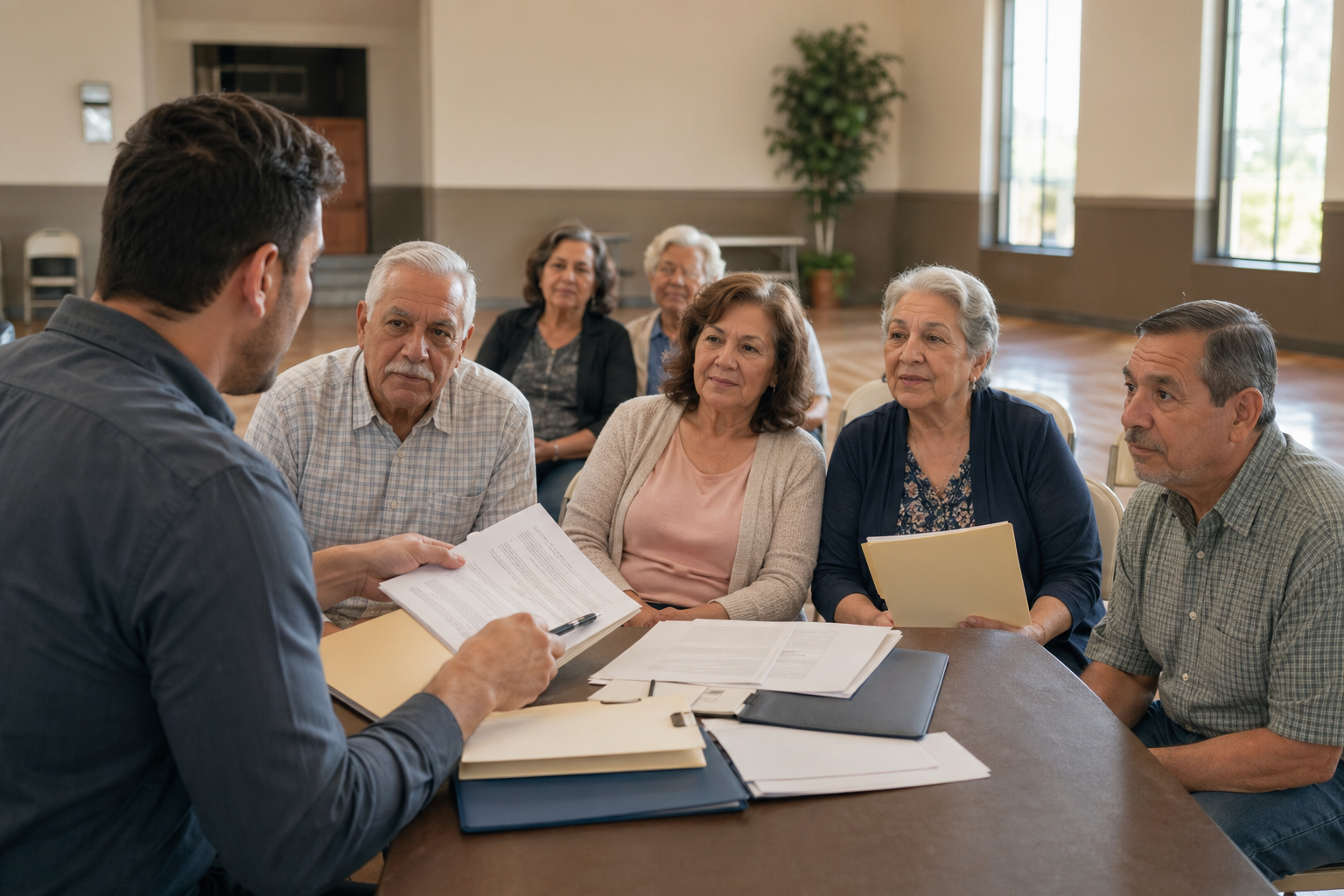 Community workshop on Whole Life Insurance California for seniors with agent presenting