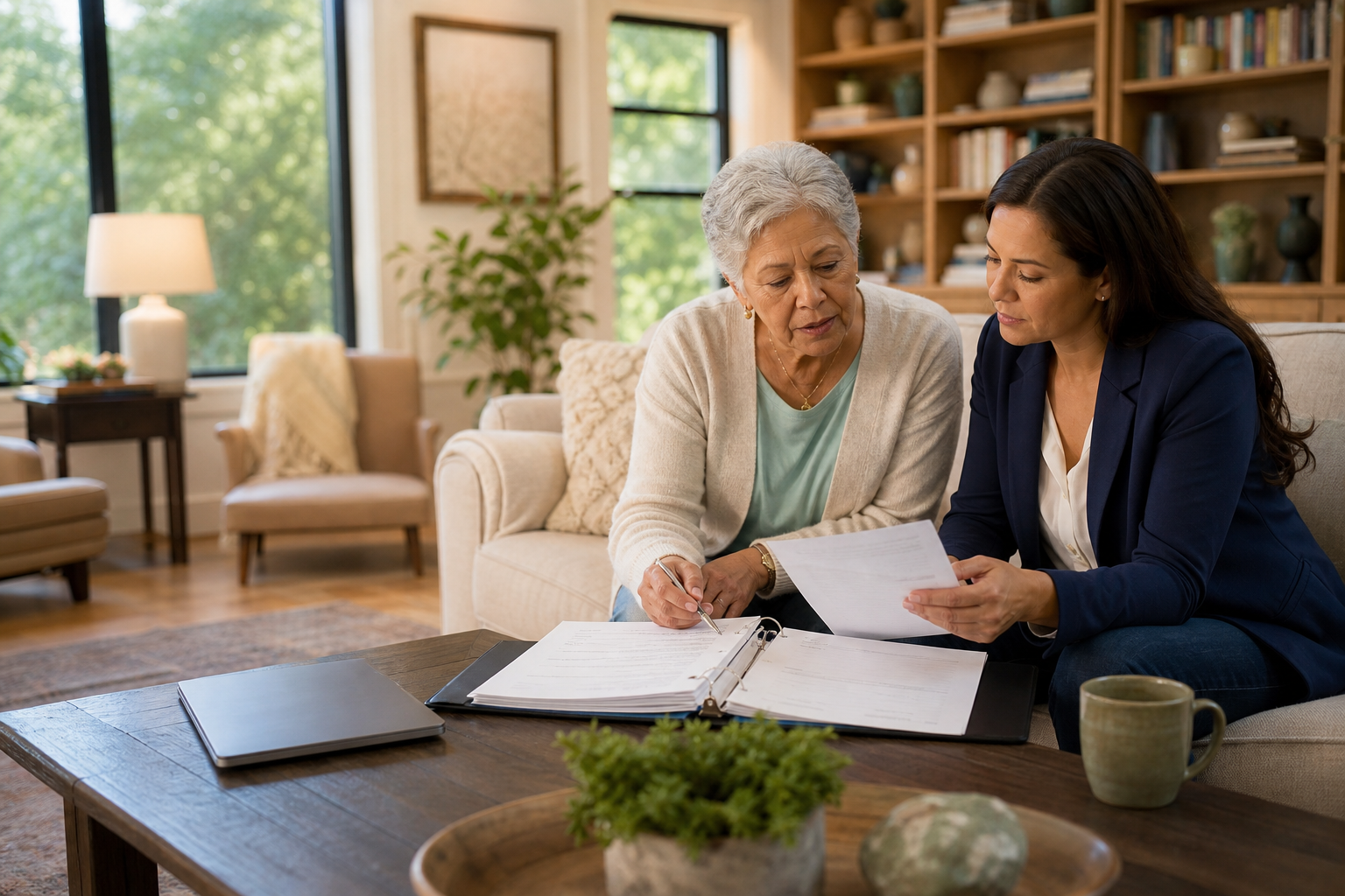 Final Expense Insurance: What IT Includes and When IT Makes Sense - Family reviewing final expense planning paperwork and cov