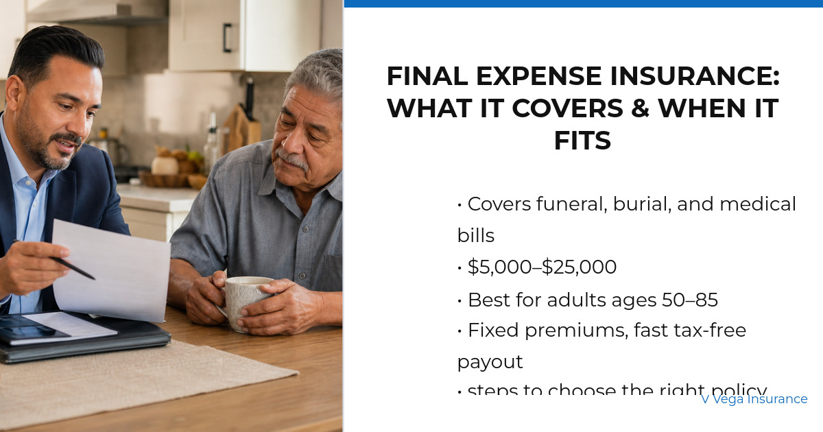 Final Expense Insurance: What It Covers & When It Fits summary graphic
