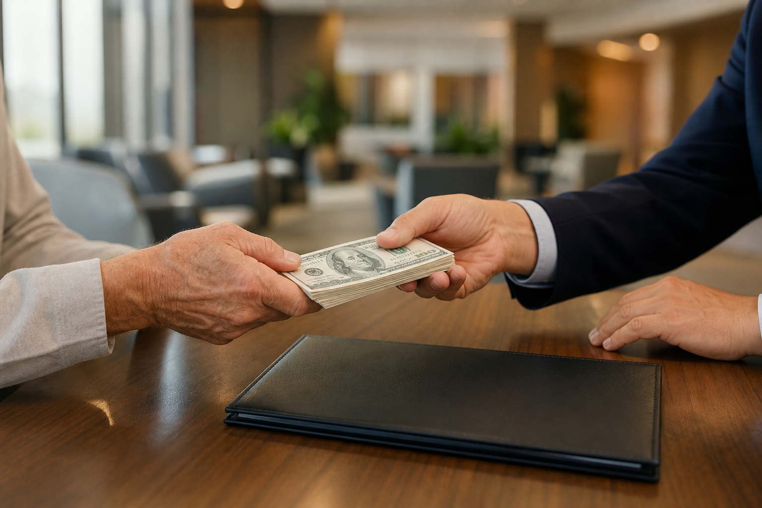 Can You Borrow from Life Insurance? What Most People Don’t Know - Close-up of hands exchanging money beside a life insurance