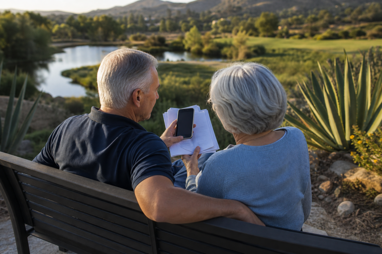Is Whole Life Insurance Expensive - Senior couple reviewing whole life insurance costs together outdoors without visible text
