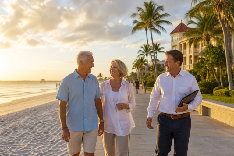 Whole Life Insurance in Fort Myers, Fl: What Families Should Know Before They Buy - Senior couple on Fort Myers beachfront pr